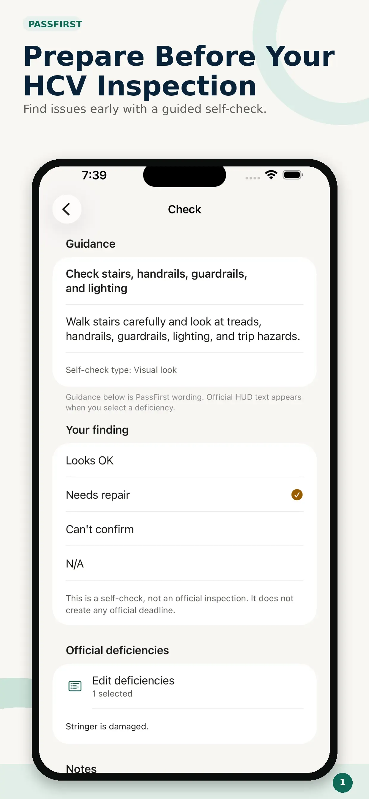 PassFirst home screen for Section 8 inspection preparation
