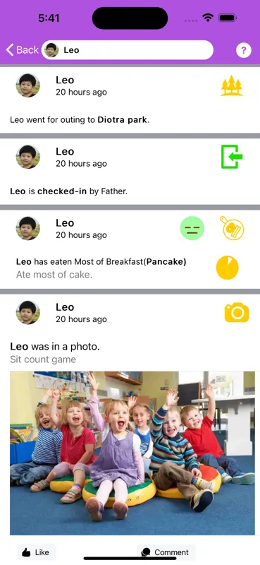 KinderMom centre dashboard for classes and daily management